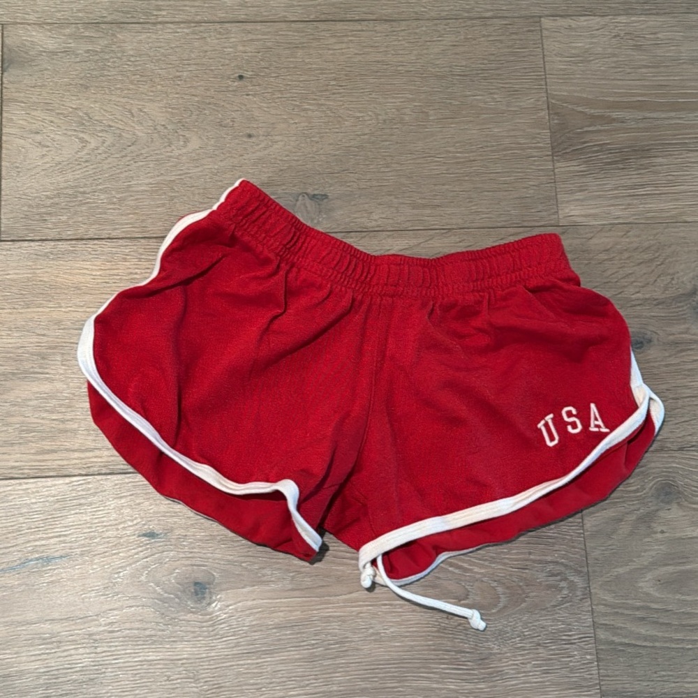 Brandy Melville Red Athletic Shorts with White Trim